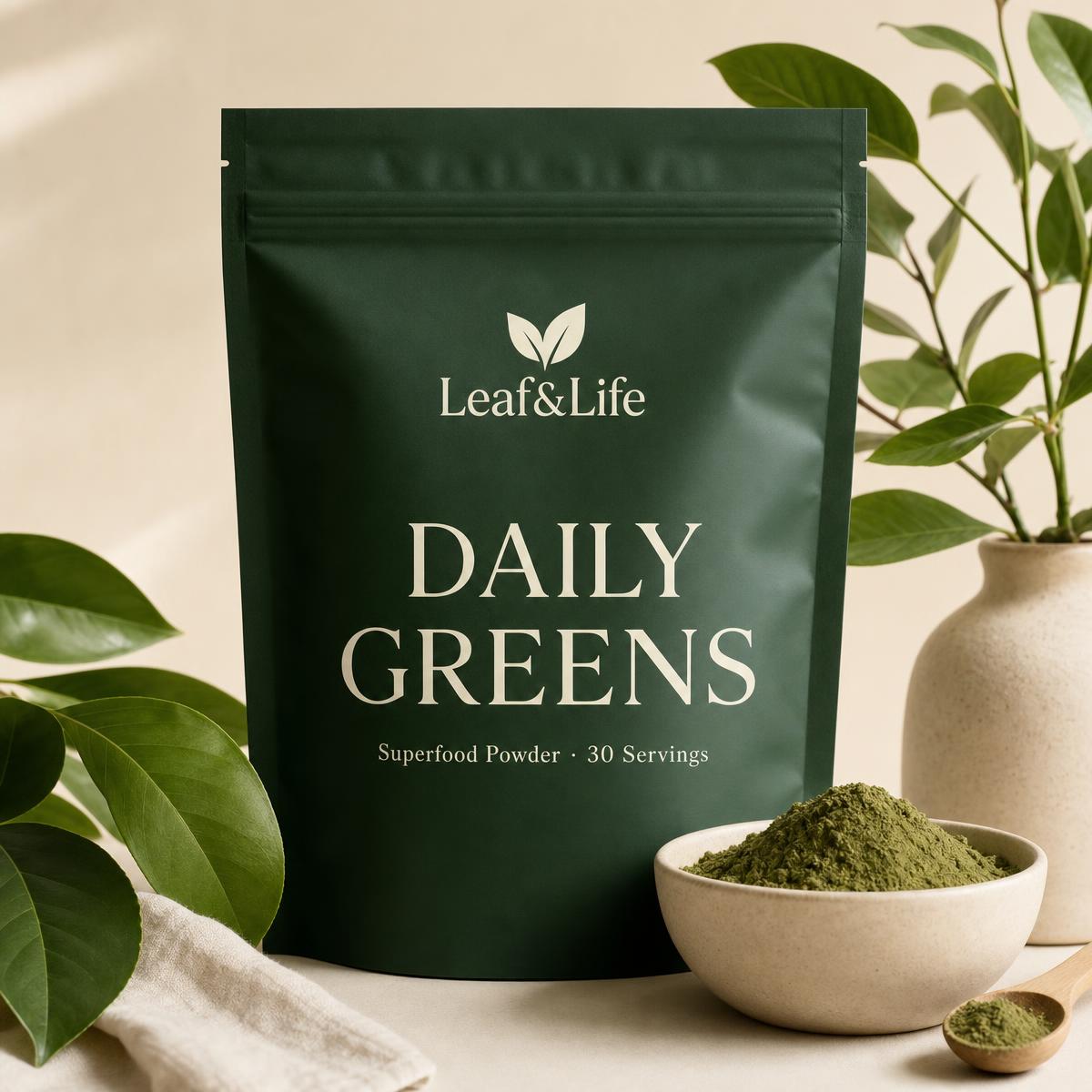 Leaf & Life Daily Greens superfood powder pouch